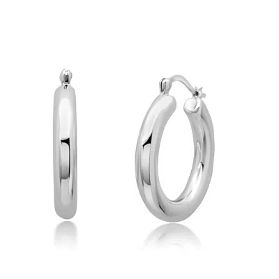 Max + Stone 925 Sterling Silver Round Polished Chunky Hoop Earrings In Metallic