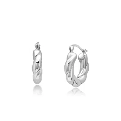 Max + Stone 925 Sterling Silver Round Sharp Twist Hoop Earrings In Metallic