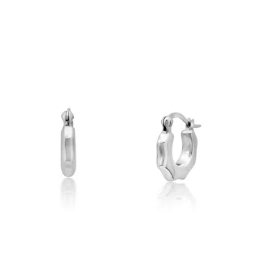 Max + Stone 925 Sterling Silver Round Star Hoop Earrings In Metallic