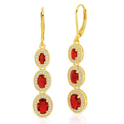 Max + Stone 925 Sterling Silver With 18k Gold Overlay Oval Dangle Drop Earrings In Metallic
