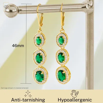 Max + Stone 925 Sterling Silver With 18k Gold Overlay Oval Dangle Drop Earrings In Transparent