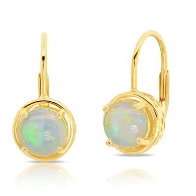 Max + Stone 925 Sterling Silver With 18k Yellow Gold Overlay Round Gemstone Dangle Earrings