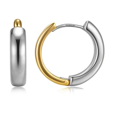 Max + Stone Gold Plated And 925 Sterling Silver Two Tone Reversible Hoop Earrings 16mmto18mm In Metallic