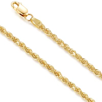 Max + Stone Real 14k Yellow Gold Diamond Cut Rope Chain For Women Men In 18 Or 20 Inch
