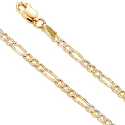 Max + Stone Real 14k Yellow Gold Two Tone Figaro Chain For Women Men In 18 Or 20 Inch