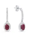 Max + Stone Sterling Silver Oval Genuine Gemstone And White Topaz Drop Earrings