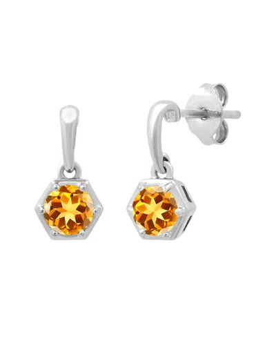Max + Stone Silver 0.75 Ct. Tw. Citrine Drop Earrings In White