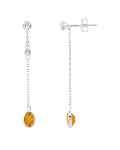 Max + Stone Silver 0.80 Ct. Tw. Citrine Drop Earrings In White