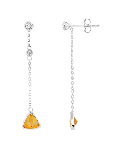 Max + Stone Maxcolor Silver 1.10 Ct. Tw. Citrine Drop Earrings In Green