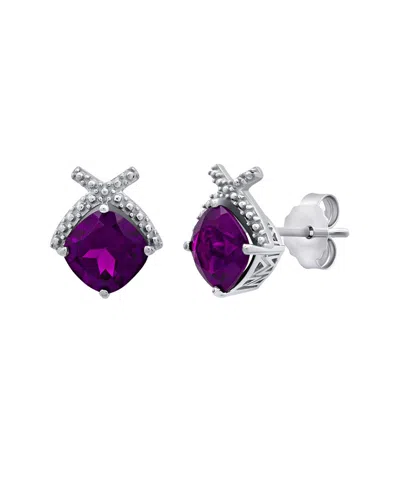 Max + Stone Silver 2.10 Ct. Tw. Amethyst Drop Earrings In Red