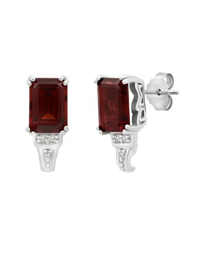Max + Stone Silver 2.10 Ct. Tw. Garnet Studs In Red