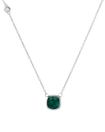 Max + Stone Silver 2.10 Ct. Tw. Green Corundum Necklace In White