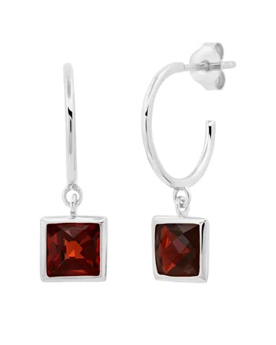 Max + Stone Silver 2.20 Ct. Tw. Garnet Half Hoop Earrings In Red