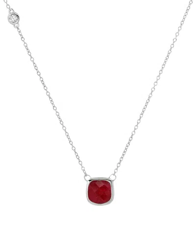Max + Stone Silver 2.20 Ct. Tw. Red Corundum Necklace In White