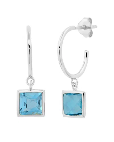 Max + Stone Maxcolor Silver 2.40 Ct. Tw. Blue Topaz Half Hoop Earrings