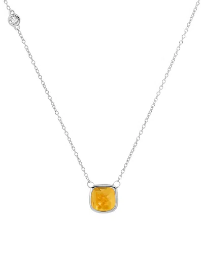Max + Stone Maxcolor Silver 2.40 Ct. Tw. Citrine Necklace In Orange