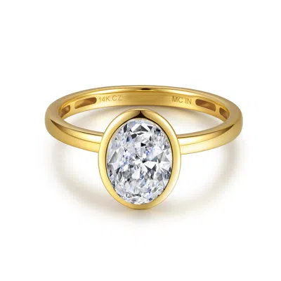 Max + Stone Solid 10k Gold 3 Carat Oval Bezel 9x7mm Cubic Zirconia Engagement Ring