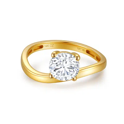 Max + Stone Solid 10k Gold 3.5 Carat 8mm Round Cut Cubic Zirconia Wavy Band Engagement Ring