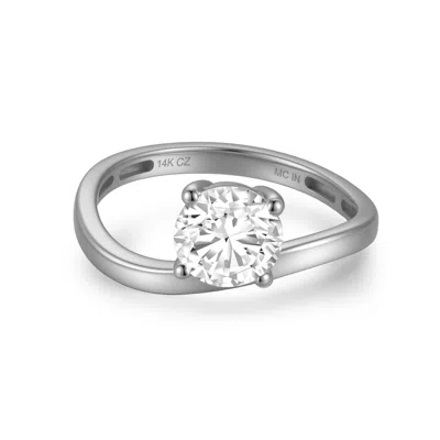 Max + Stone Solid 10k Gold 3.5 Carat 8mm Round Cut Cubic Zirconia Wavy Band Engagement Ring In White