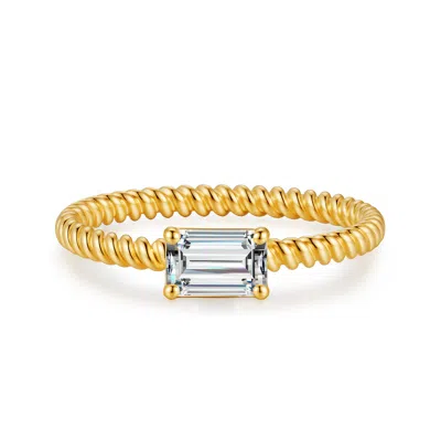 Max + Stone Solid 10k Gold Emerald Cut 1 Carat Twisted Band Cubic Zirconia Engagement Ring