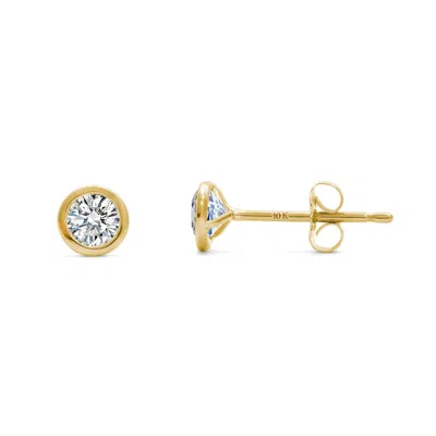 Max + Stone Solid 10k Yellow Gold 1/2 Cttw Lab Grown Diamond 5mm Round Bezel Stud Earrings