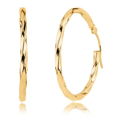 Max + Stone Solid 10k Yellow Gold 25mm Hoop Earrings With Secure Closure