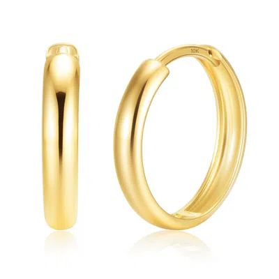 Max + Stone Solid 10k Yellow Gold 3mm Wide Hoop Earrings In 12mm, 15mm Or 18mm Diameter