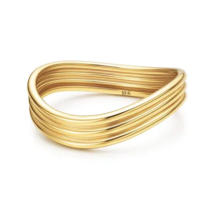 Max + Stone Solid 10k Yellow Gold Dainty Triple Wave Ring