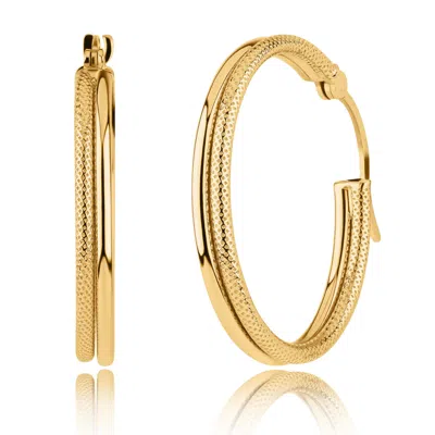 Max + Stone Solid 10k Yellow Gold Hoop Earrings With Secure Closure