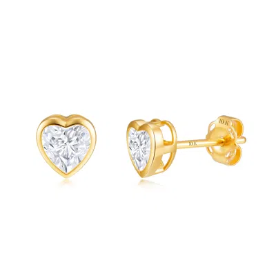 Max + Stone Solid 10k Yellow Gold Small Cubic Zirconia Bezel Stud Earrings Various Styles