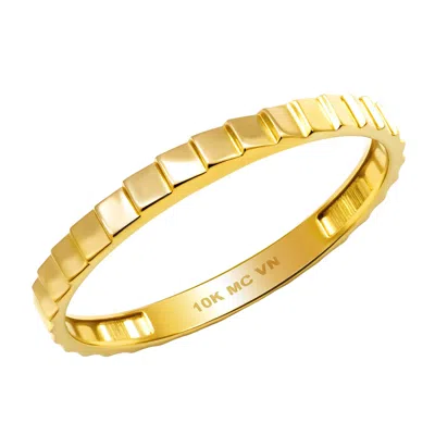 Max + Stone Solid 10k Yellow Gold Stackable Ridged Ring