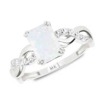 Max + Stone Solid 10k Yellow Or White Gold Emerald Cut Birthstone Rings With Twisted Band In Multi