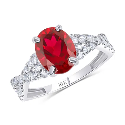 Max + Stone Solid 10k Yellow Or White Gold Gemstone Oval Cut Birthstone Ring In Metallic