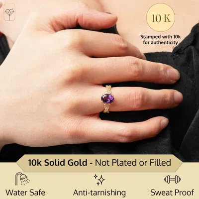 Max + Stone Solid 10k Yellow Or White Gold Gemstone Oval Cut Birthstone Ring In Green