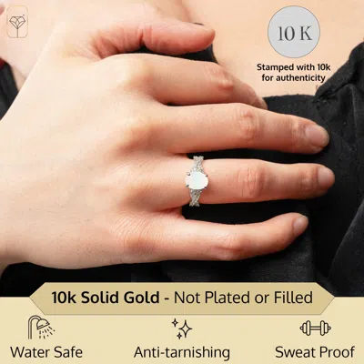 Max + Stone Solid 10k Yellow Or White Gold Gemstone Oval Cut Birthstone Ring In Multi