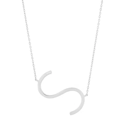 Max + Stone Solid 10k Yellow Or White Gold Initial Pendant Necklace 16-18 Inch Cable Chain In Metallic