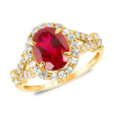 Max + Stone Solid 10k Yellow Or White Gold Oval Cut Gemstone Halo Birthstone Ring In Multi
