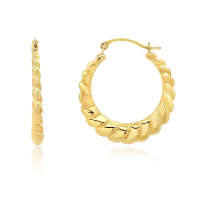 Max + Stone Solid 14k Gold 25mm Oval Croissant Hoop Earrings With Click-top In Multi