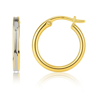 Max + Stone Solid 14k Gold Two Toned 12mm Round Hoop Earrings