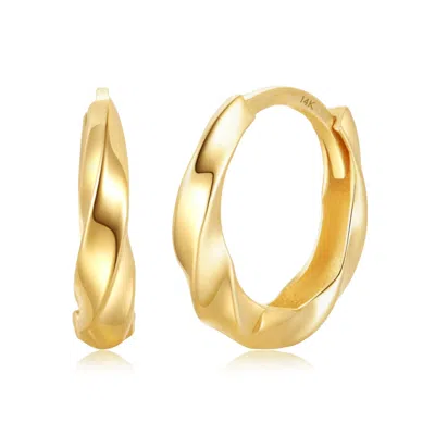 Max + Stone Solid 14k Yellow Gold 14mm Twisted Huggie Hoop Earrings
