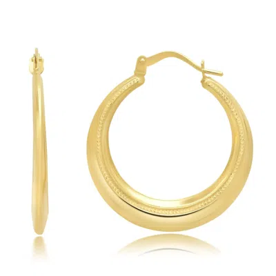 Max + Stone Solid 14k Yellow Gold Beaded Hoop Earrings With Click Tops Size 20mm Or 24mm