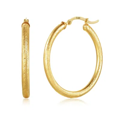 Max + Stone Solid 14k Yellow Gold Diamond Cut Hoop Earrings With Click Tops 25mm To 37mm