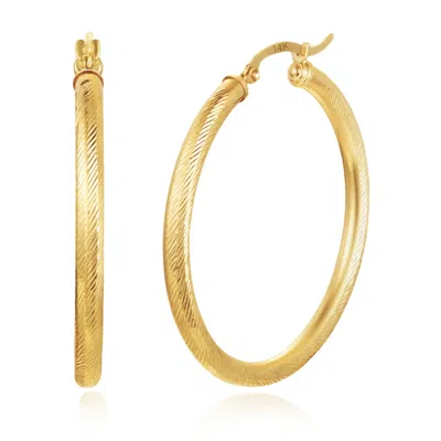 Max + Stone Solid 14k Yellow Gold Diamond Cut Hoop Earrings With Click Tops 25mm To 37mm