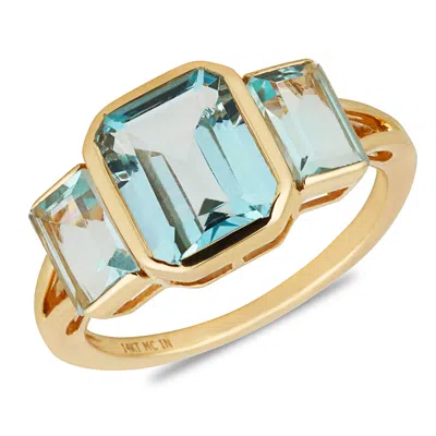 Max + Stone Solid 14k Yellow Gold Sky Blue Topaz Statement Ring