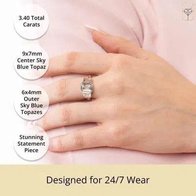 Max + Stone Solid 14k Yellow Gold Sky Blue Topaz Statement Ring In Metallic