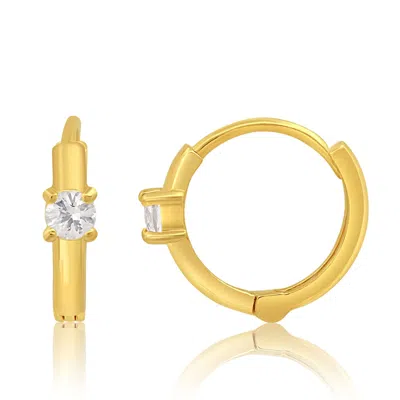 Max + Stone Solid 14k Yellow Gold Small 11mm Mini Huggie Hoop Earrings