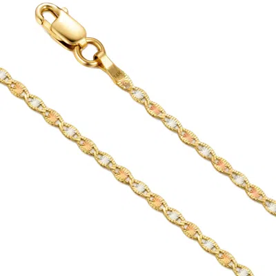 Max + Stone Solid 14k Yellow Gold Tri Tone Valentino Chain For Women Men In 18 Or 20 Inch In Multi