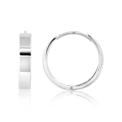 Max + Stone Solid 14k Yellow Or White Gold Huggie Domed Or Flat Style Small Hoop Earrings In Metallic