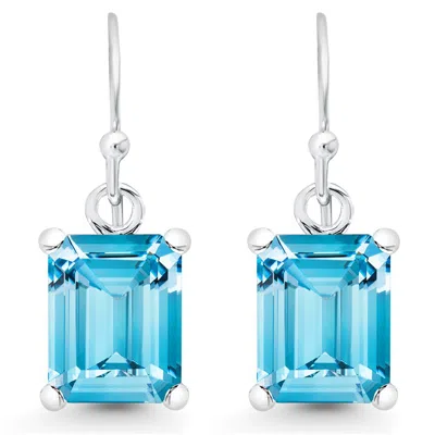 Max + Stone Sterling Silver 10x8mm Emerald-cut Gemstone Dangle Earrings In Metallic