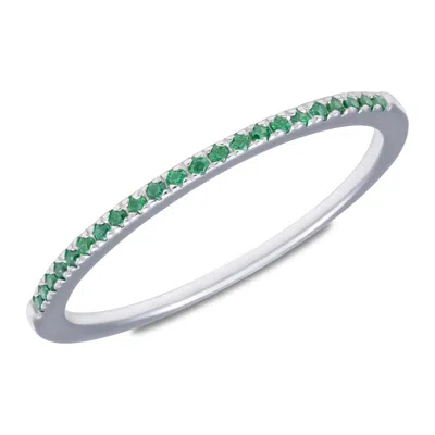 Max + Stone Sterling Silver Birthstone 1mm Cubic Zirconia Ring In Green